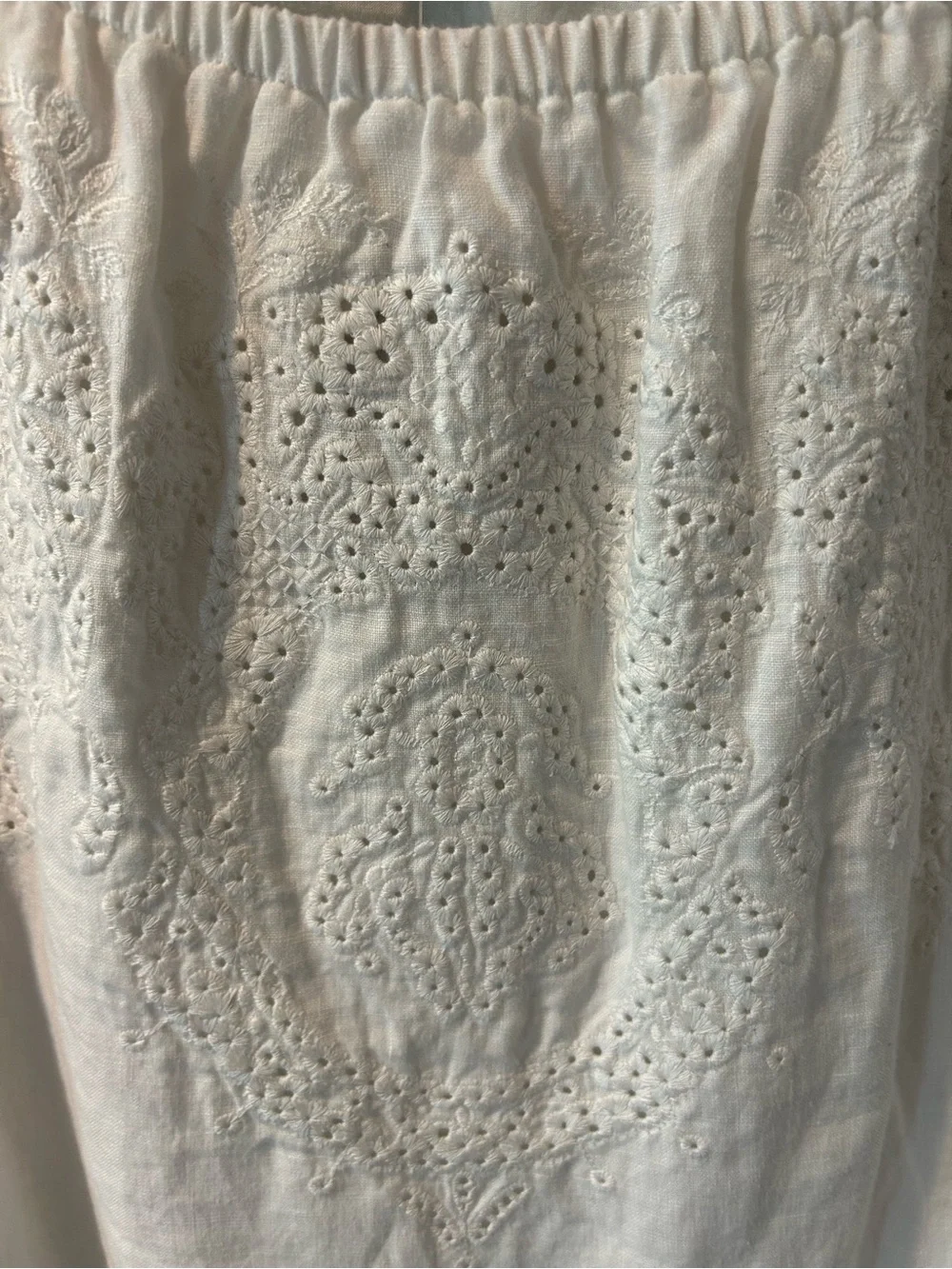 J. Jill White Eyelet Linen-Blend Tunic Dress Embroidered Short Sleeve XL - Picture 7 of 13
